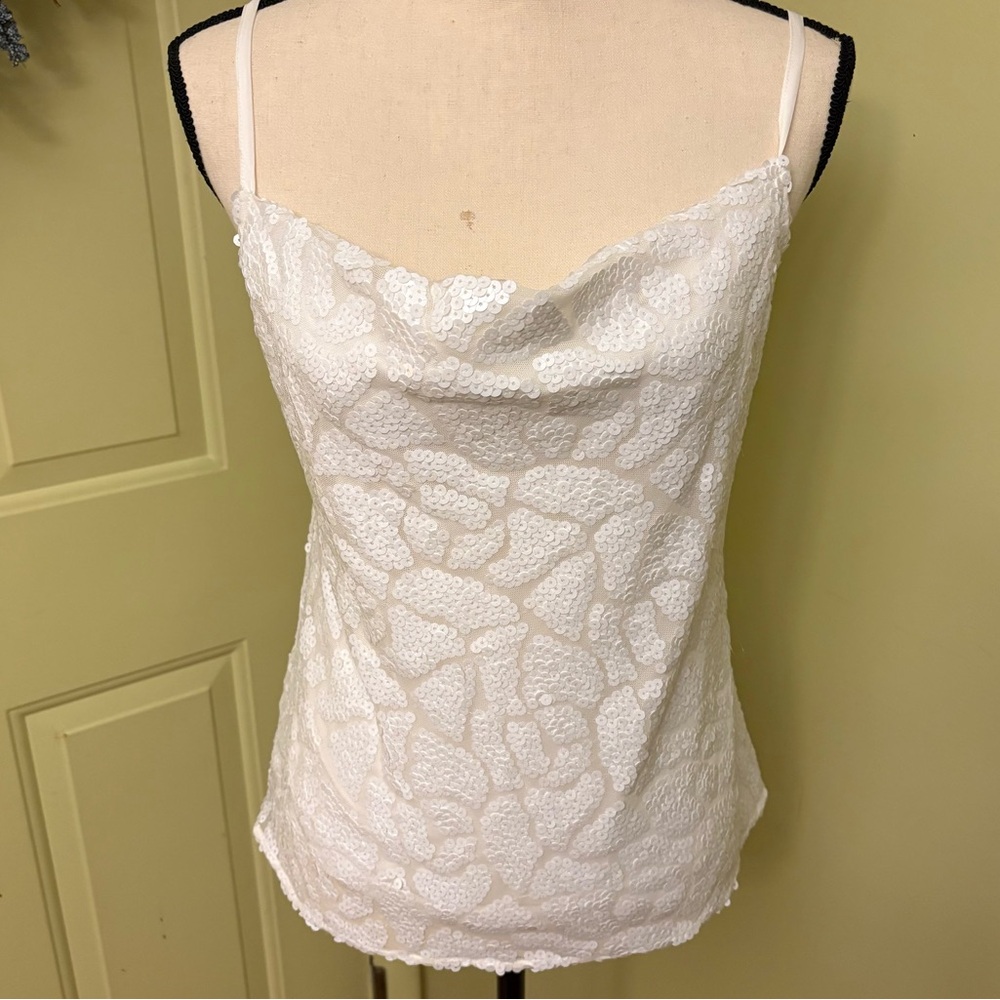 NWT ANTHRO White Sequin Camisole Top size M